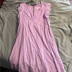 Pink Lily Lilac Eyelet Romper Dress
